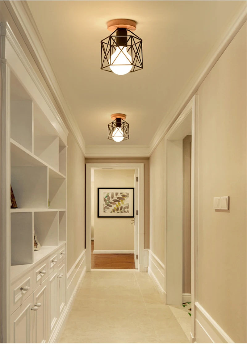 Ceiling Light - Modern Glass Lamp with Wooden Frame for Living Room Dining Kitchen SW-36210457 - SWEET-LIGHTS