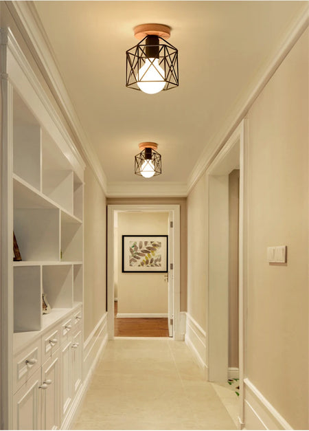 Ceiling Light - Modern Glass Lamp with Wooden Frame for Living Room Dining Kitchen SW-36210457 - SWEET-LIGHTS