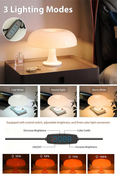 Table Lamp - Mushroom Touch Sensor Dimming LED Night Light Orange SW-36210345 - SWEET-LIGHTS