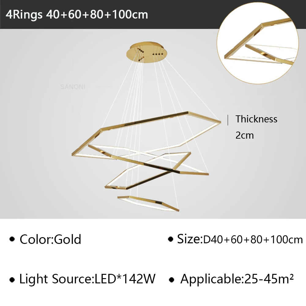Pendant Light - Modern Luxury Gold Hexagon LED Chandelier SW-36210578 - SWEET-LIGHTS