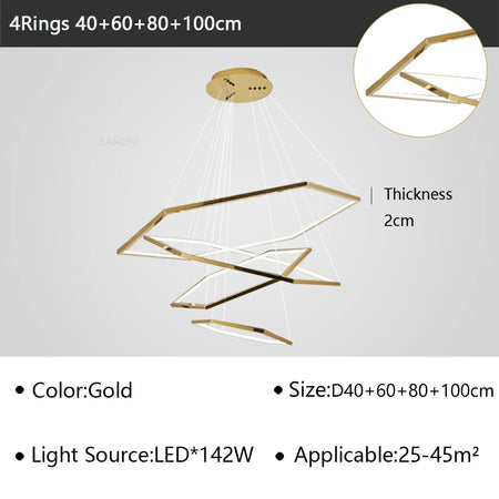 Pendant Light - Modern Luxury Gold Hexagon LED Chandelier SW-36210578 - SWEET-LIGHTS