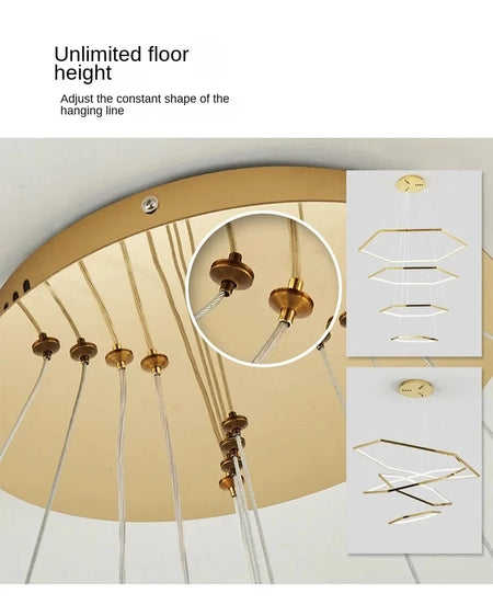 Pendant Light - Modern Luxury Gold Hexagon LED Chandelier SW-36210578 - SWEET-LIGHTS
