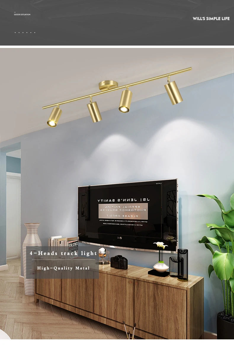 Ceiling Light - Fumi Modern Luxury Gold Track Spotlights Flush Mount Ceiling Fixture GU10 SW-36210345 - SWEET-LIGHTS