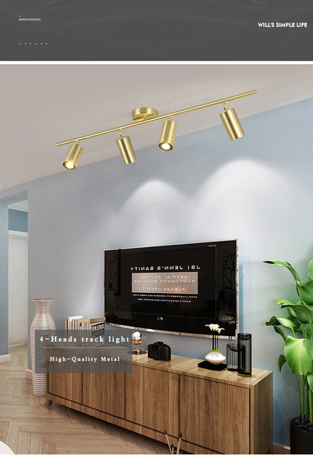 Ceiling Light - Fumi Modern Luxury Gold Track Spotlights Flush Mount Ceiling Fixture GU10 SW-36210345 - SWEET-LIGHTS