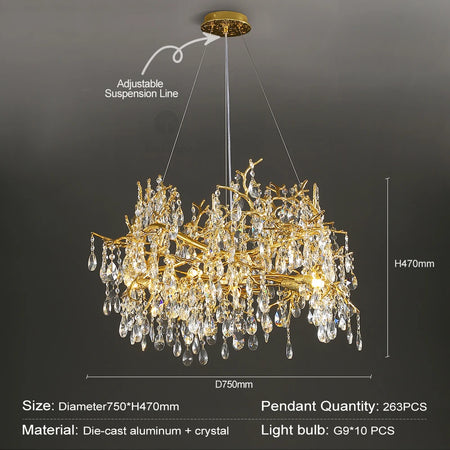 Chandelier - Modern Luxury Crystal Chandelier Gold For Kitchen Dining Living Room Bedroom SW-36210458 - SWEET-LIGHTS