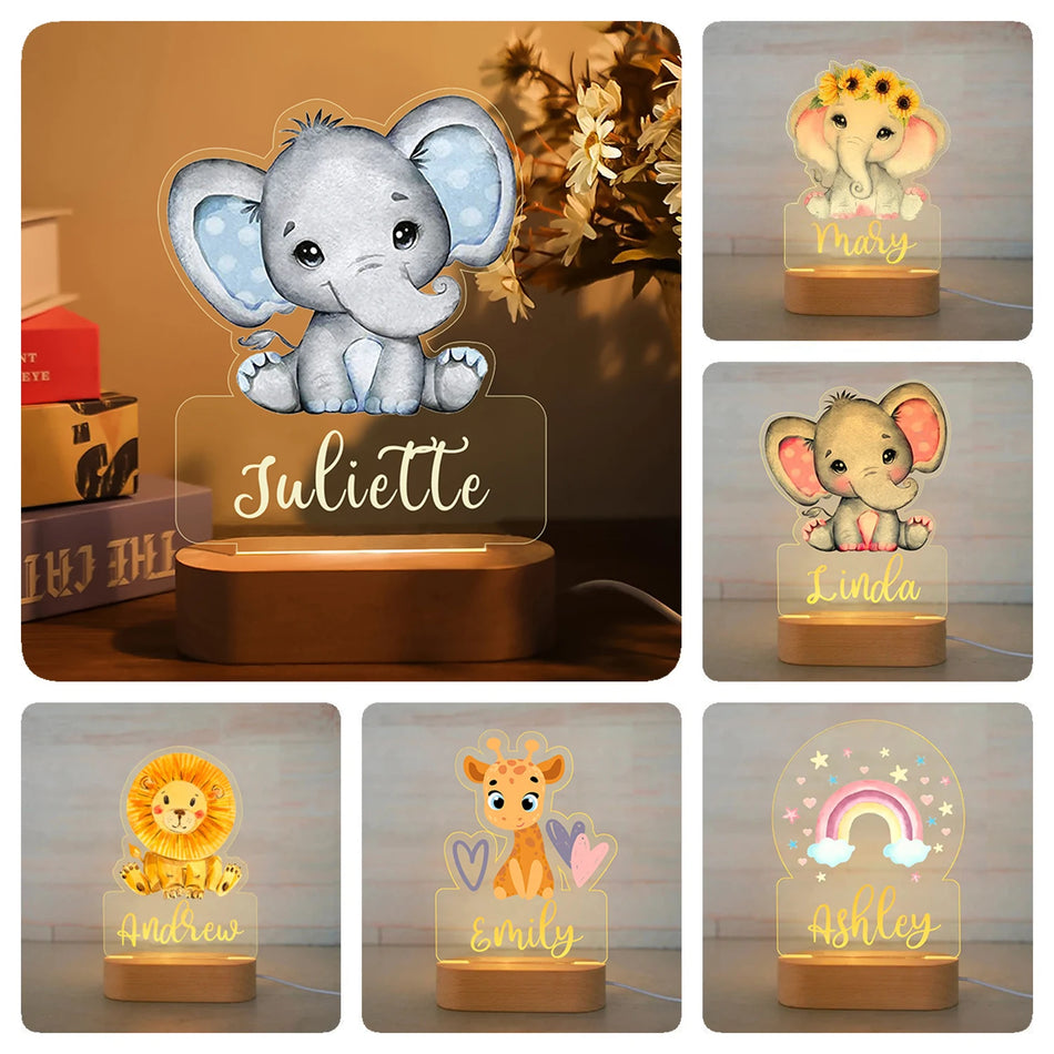 Children Lighting - Personalized Animal Night Light Custom Name Acrylic Lamp for Kids Bedroom SW-36210346 - SWEET-LIGHTS
