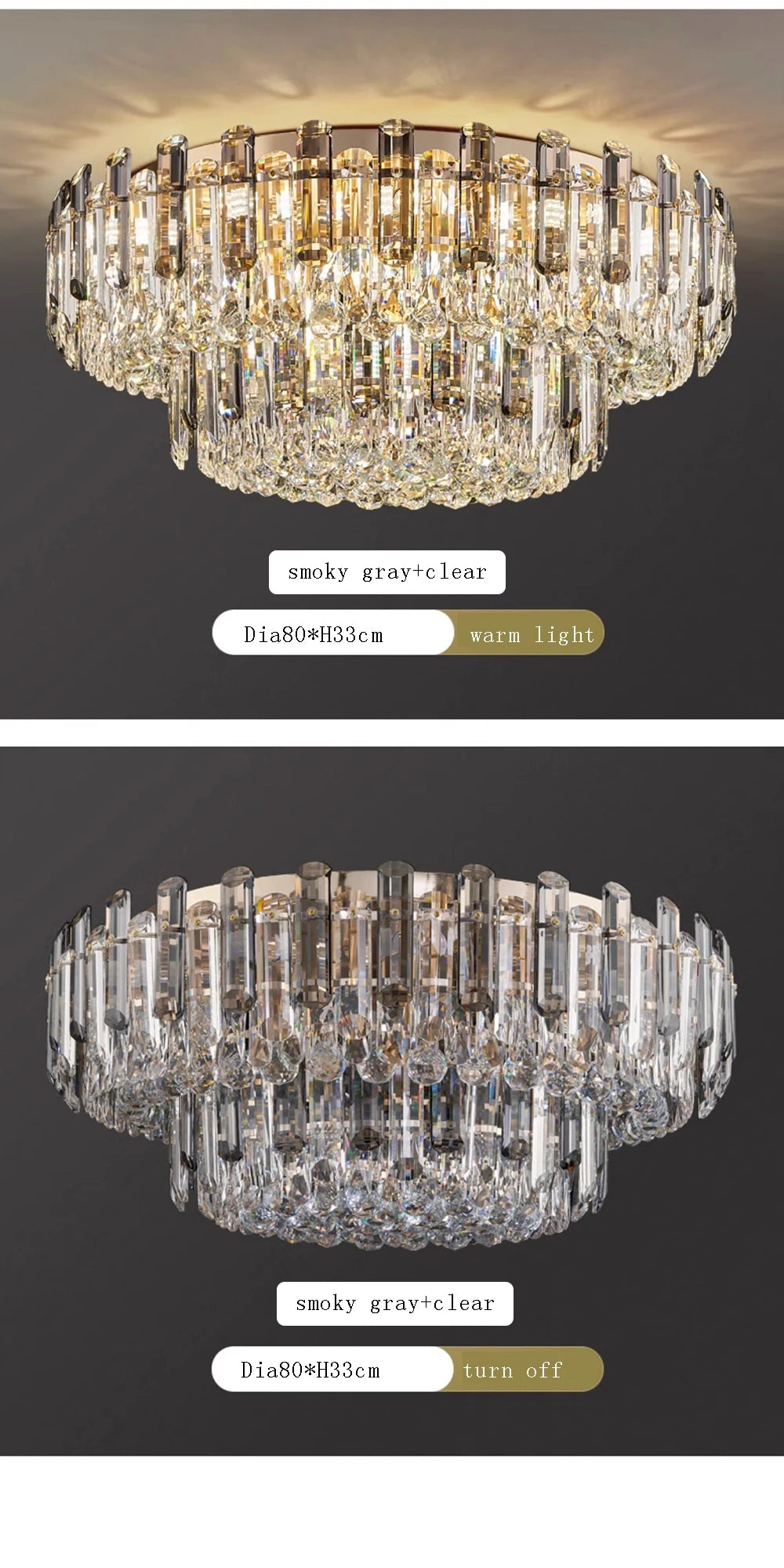 Chandelier - Modern Luxury Clear Amber Crystal Ceiling Lamp Elegant LED Lighting SW-36210234 - SWEET-LIGHTS