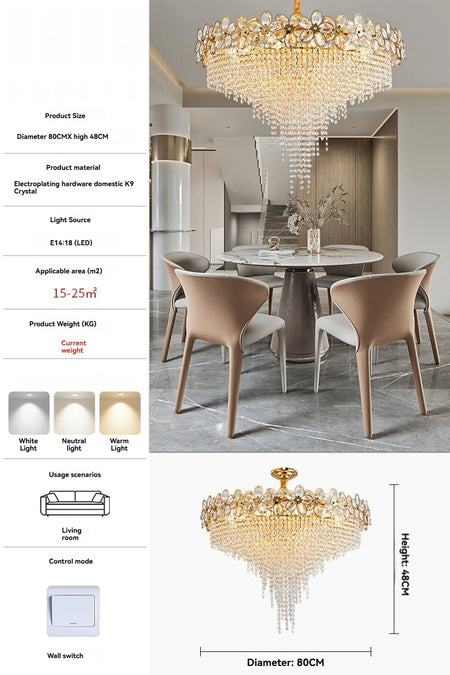 Chandelier - Modern Flower Crystal Tassel Ceiling Pendant Lights SW-36210347 - SWEET-LIGHTS