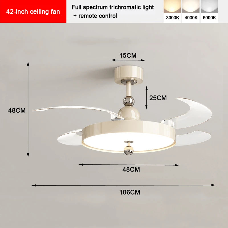 Fans - Modern LED Invisible Fan Lamp With Remote Control SW-36210437 - SWEET-LIGHTS