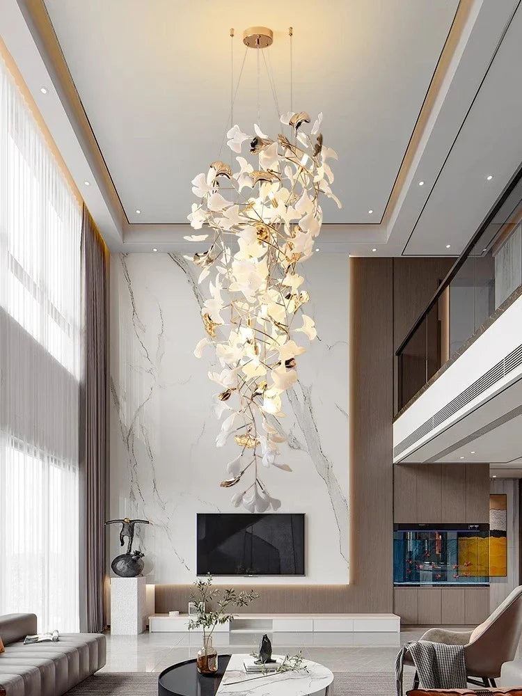 Chandelier - NEW Luxury Staircase Ginkgo Leaf Pendant Lighting SW-36210347 - SWEET-LIGHTS