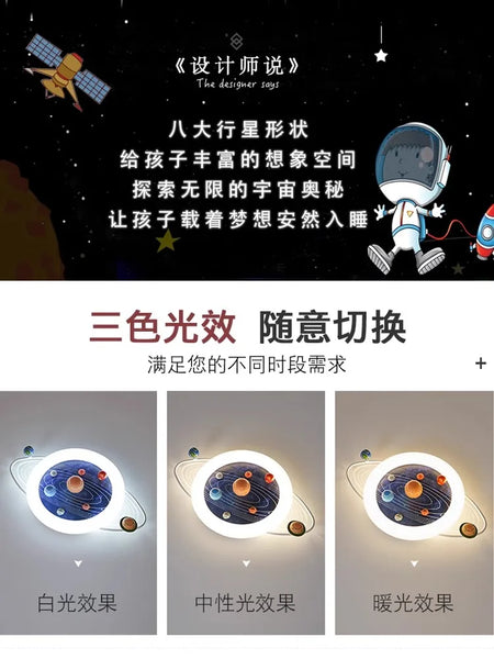 Children Lighting - Children's Room Ceiling Lamp Space Planet Eye Protection Light SW-36210347 - SWEET-LIGHTS