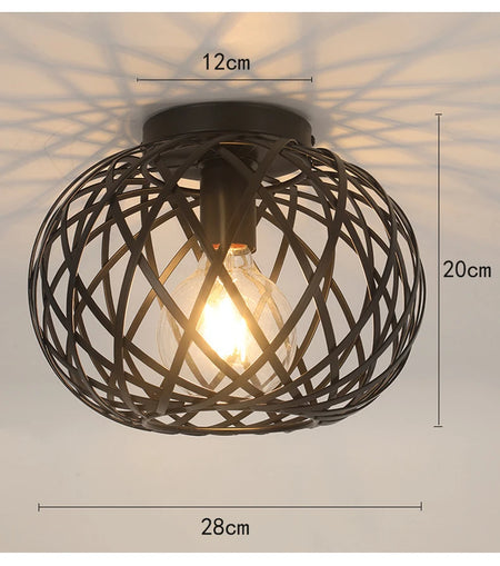Ceiling Light - Bedroom Living Room Restaurant Kitchen Iron Mesh Black Retro Lamp SW-36210348 - SWEET-LIGHTS