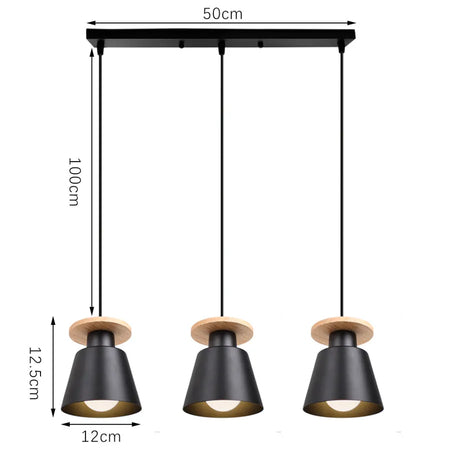 Pendant Light - Modern 3 Heads Wood Aluminum Chandelier Black SW-36210478 - SWEET-LIGHTS