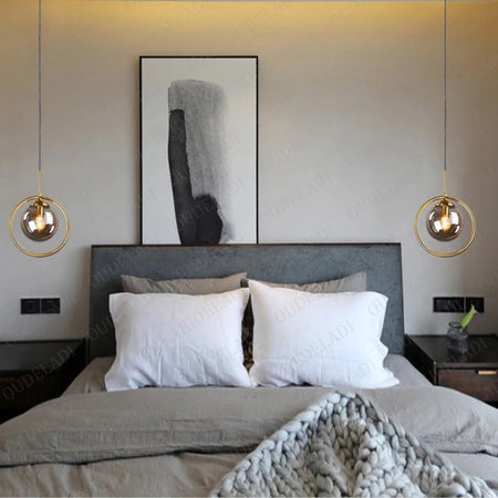Pendant Light - Nordic Metal Ring Glass Ball Hanging Lamp SW-36210345 - SWEET-LIGHTS
