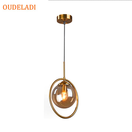 Pendant Light - Nordic Metal Ring Glass Ball Hanging Lamp SW-36210345 - SWEET-LIGHTS