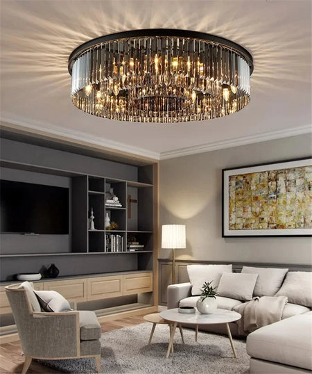 Ceiling Light - Luxury Round Modern Crystal Black E14 Lamp SW-36210478 - SWEET-LIGHTS