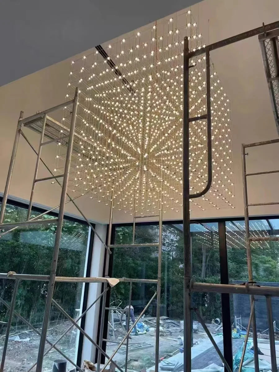 Chandelier - Chrome Square LED Pendant Lamp Stainless Steel For Hall Foyer Restaurant Adjustable Cord SW-36210487 - SWEET-LIGHTS