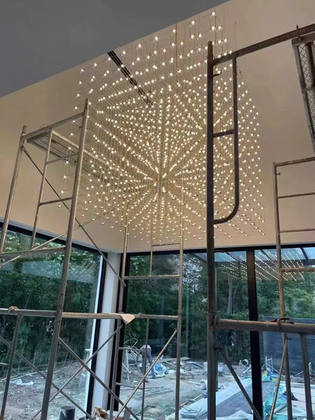 Chandelier - Chrome Square LED Pendant Lamp Stainless Steel For Hall Foyer Restaurant Adjustable Cord SW-36210487 - SWEET-LIGHTS