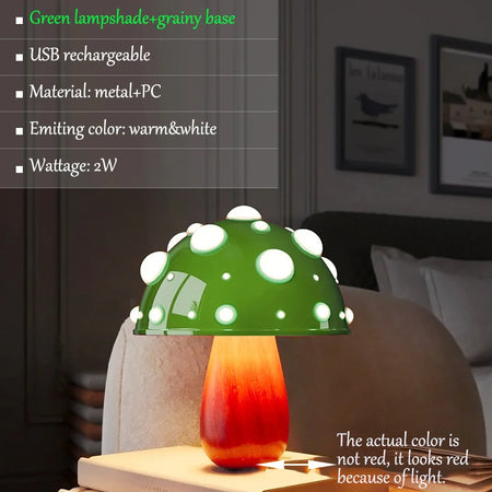 Table Lamp - Fly Amanita Mushroom Lamp with Dual Color LED G9 Bulb USB Rechargeable Desk Light SW-36210458 - SWEET-LIGHTS