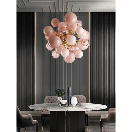 Chandelier - Art Deco Pink Bubbles Glass Pendant Light SW-36210976 - SWEET-LIGHTS