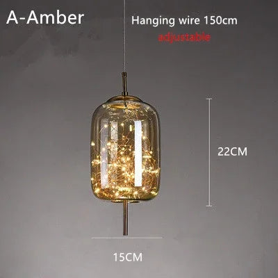 Pendant Light - Nordic Net Red Bedside Chandelier Glass SW-36210345 - SWEET-LIGHTS