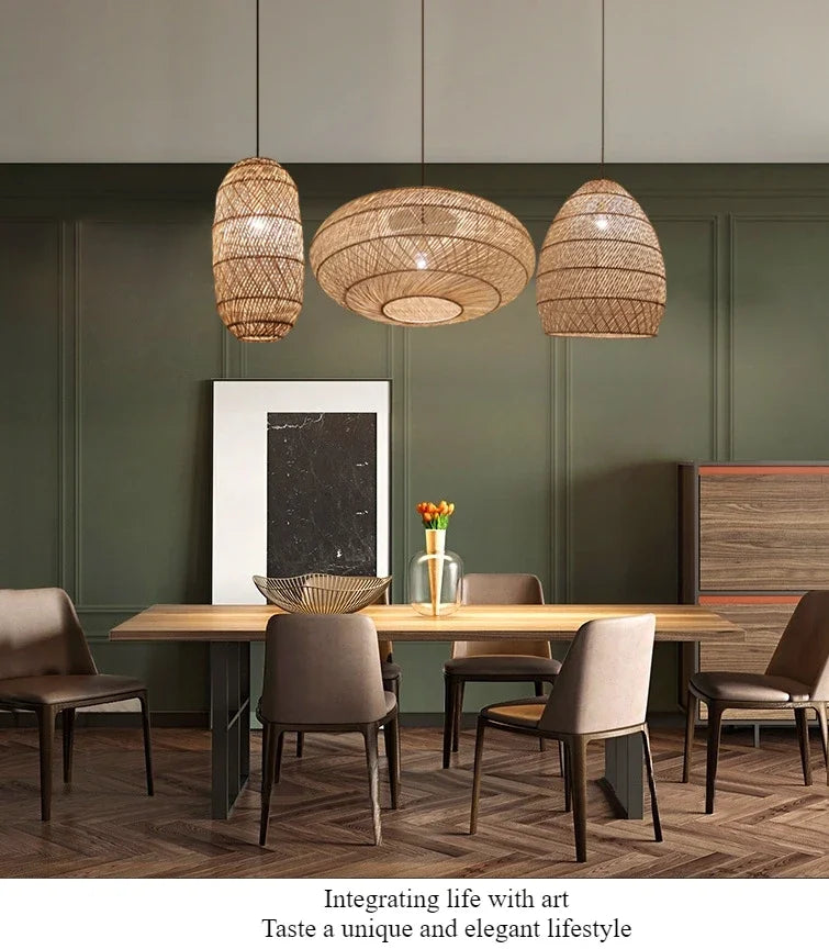 Pendant Light - SANDYHA Japanese Rattan Chandelier LED Lamp for Living Room Dining SW-36210438 - SWEET-LIGHTS