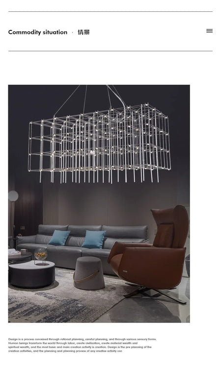 Chandelier - Chrome Square LED Pendant Lamp Stainless Steel For Hall Foyer Restaurant Adjustable Cord SW-36210487 - SWEET-LIGHTS
