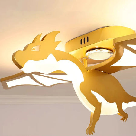 Children Lighting - Golden Dinosaur Fire Breathing Dragon Ceiling Lamps LED Children's Room Light Boy Bedroom Nursery SW-36210345 - SWEET-LIGHTS