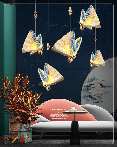 Pendant Light - Nordic Colorful Butterfly LED Pendant Lamps for Home Bedroom Living Room Indoor Golden Lighting SW-36210478 - SWEET-LIGHTS