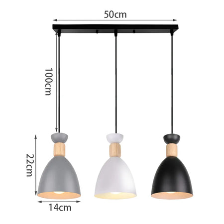 Pendant Light - Modern 3 Heads Wood Aluminum Chandelier Black SW-36210478 - SWEET-LIGHTS