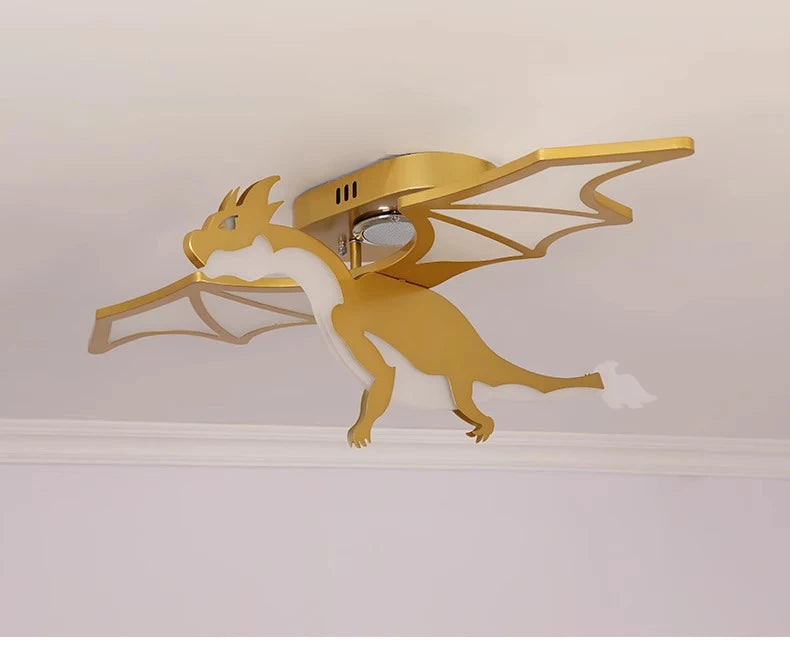 Children Lighting - Golden Dinosaur Fire Breathing Dragon Ceiling Lamps LED Children's Room Light Boy Bedroom Nursery SW-36210345 - SWEET-LIGHTS