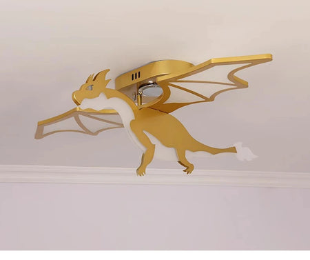 Children Lighting - Golden Dinosaur Fire Breathing Dragon Ceiling Lamps LED Children's Room Light Boy Bedroom Nursery SW-36210345 - SWEET-LIGHTS