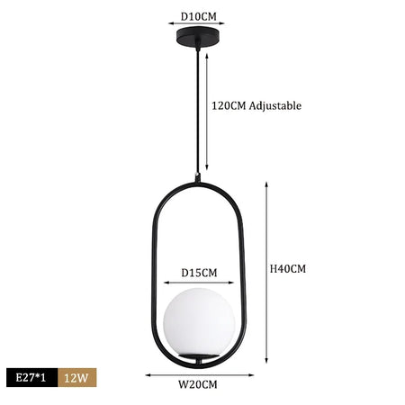 Pendant Light - Modern Glass Ball LED Hanging Lamp Brass Black Chrome SW-36210347 - SWEET-LIGHTS