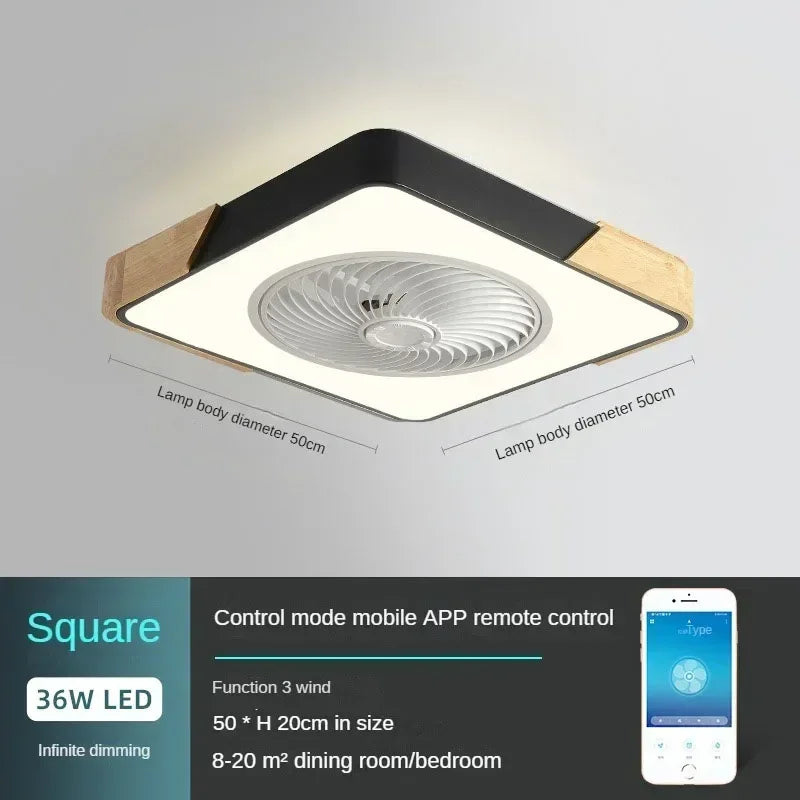 Fans - Modern Low Profile Wood Ceiling Fan Light with Remote Control SW-36210789 - SWEET-LIGHTS