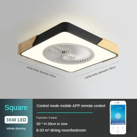 Fans - Modern Low Profile Wood Ceiling Fan Light with Remote Control SW-36210789 - SWEET-LIGHTS