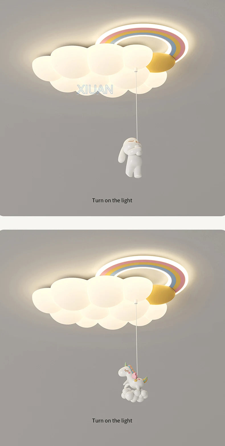 Children Lighting - Cartoon Cloud Rainbow Ceiling Light Bear Horse Rabbit Bedroom Lamps Eye Care Chandelier SW-36210345 - SWEET-LIGHTS