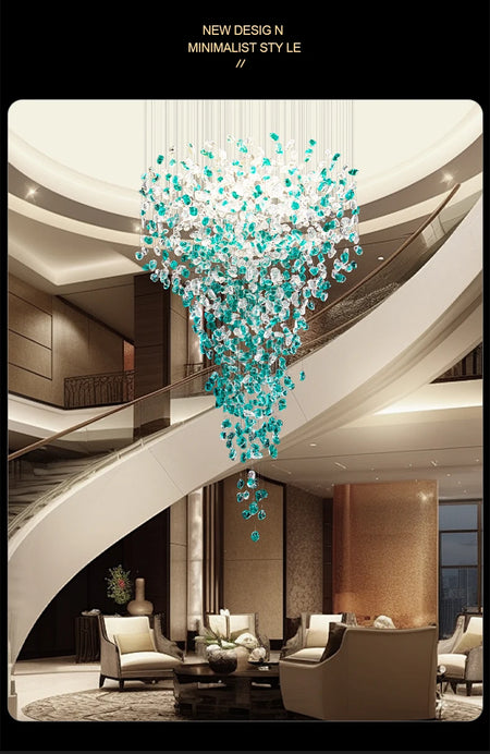 Chandelier - Luxury Large Green Crystal Stone for Lobby Staircase LED SW-36210347 - SWEET-LIGHTS