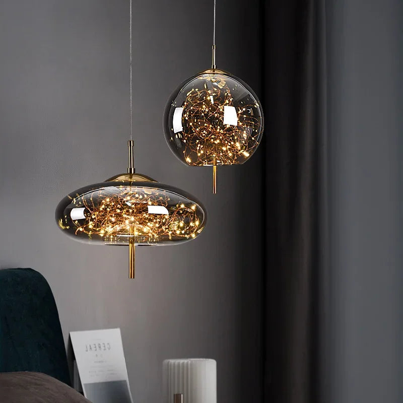 Pendant Light - Nordic Net Red Bedside Chandelier Glass SW-36210345 - SWEET-LIGHTS