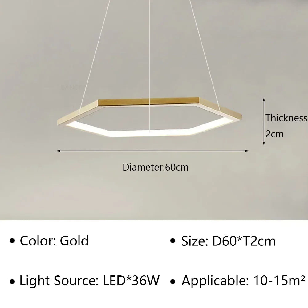 Pendant Light - Modern Luxury Gold Hexagon LED Chandelier SW-36210578 - SWEET-LIGHTS