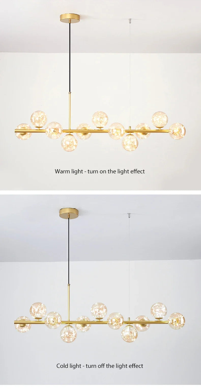 Pendant Light - Modern Long Dining Room Chandelier Glass Ball Lampshade Light Over The Table Kitchen Office Pendant Lamp Home Decor Luminaires SW-36210789 - SWEET-LIGHTS