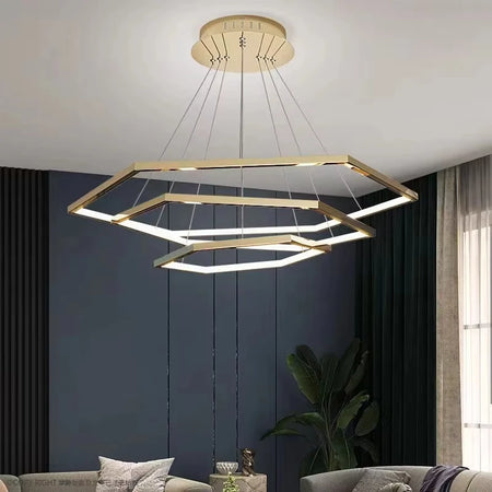 Pendant Light - Modern Luxury Gold Hexagon LED Chandelier SW-36210578 - SWEET-LIGHTS