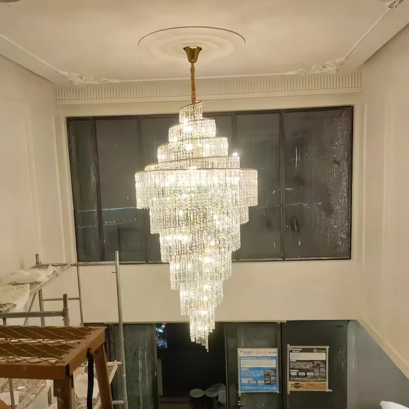 Chandelier - Villa Hollow Duplex Crystal Pendant Light Luxury SW-36210457 - SWEET-LIGHTS