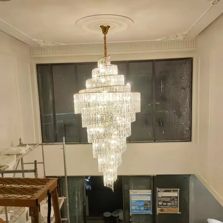 Chandelier - Villa Hollow Duplex Crystal Pendant Light Luxury SW-36210457 - SWEET-LIGHTS