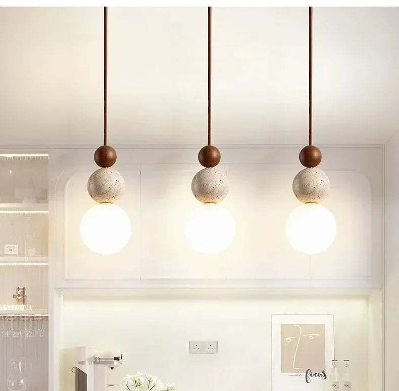 Pendant Light - Luma Cream Yellow Travertine Stone Lamp SW-36210324 - SWEET-LIGHTS