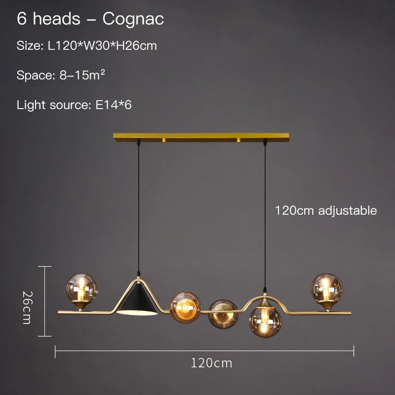 Pendant Light - Nordic Black LED Chandelier E14 Glass Ball SW-36210374 - SWEET-LIGHTS