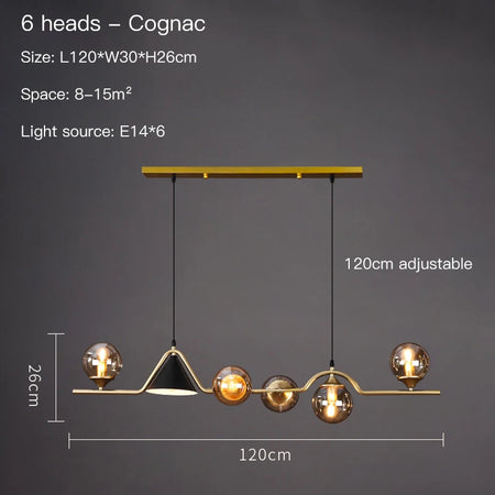 Pendant Light - Nordic Black LED Chandelier E14 Glass Ball SW-36210374 - SWEET-LIGHTS