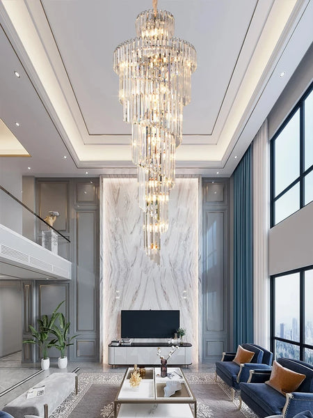 Chandelier - Long Crystal Staircase Gold Modern Lamp Luxury Villa Home Decor SW-36210458 - SWEET-LIGHTS