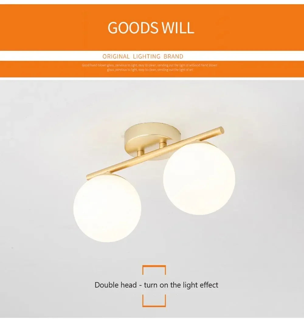 Ceiling Light - Nordic LED Iron Glass Lamp Gold Corridor Aisle SW-36210789 - SWEET-LIGHTS