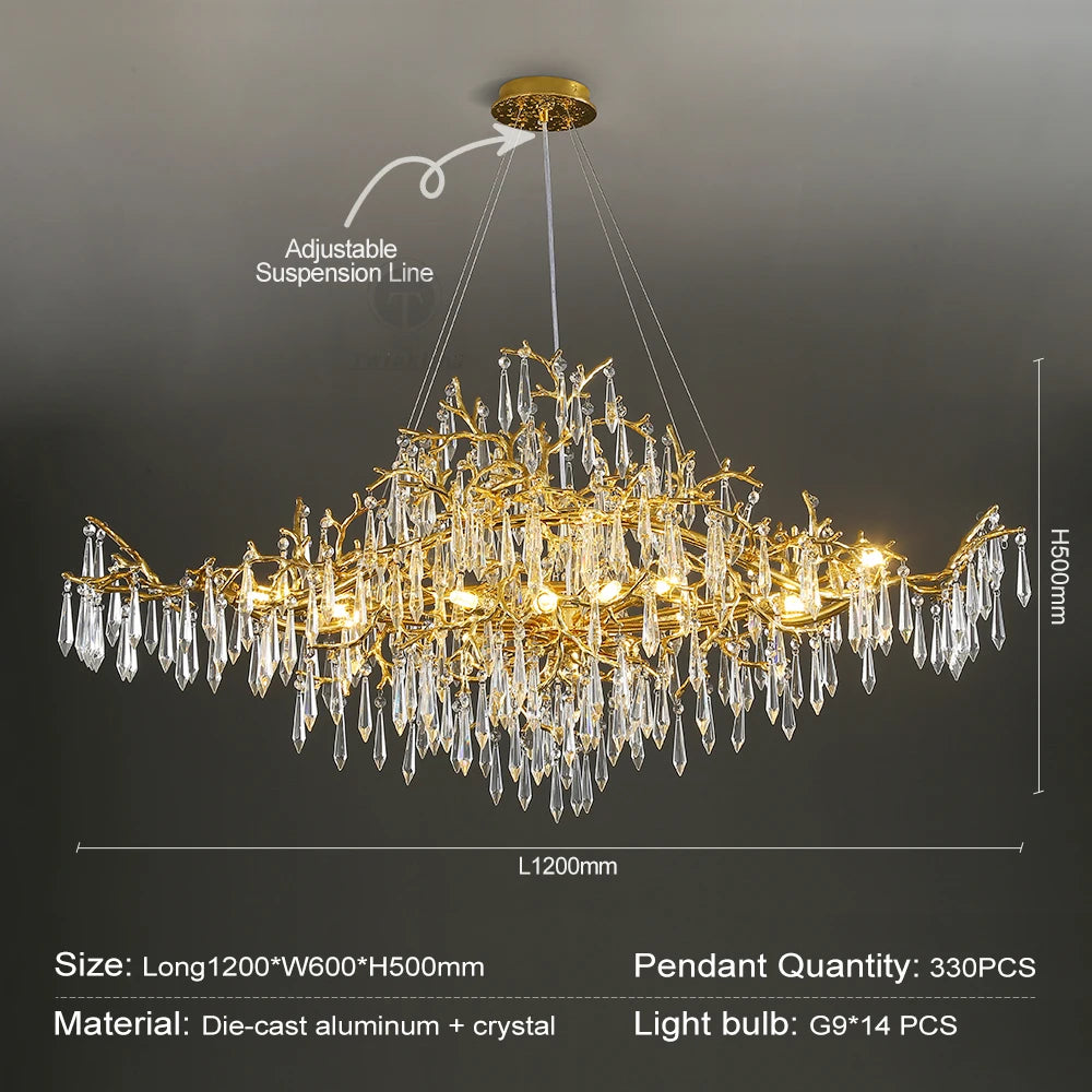 Chandelier - Modern Luxury Crystal Chandelier Gold For Kitchen Dining Living Room Bedroom SW-36210458 - SWEET-LIGHTS