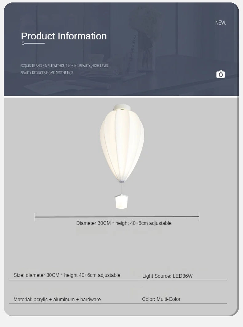 Children Lighting - Cartoon Ceiling Light Hot Air Balloon Lamp SW-36210347 - SWEET-LIGHTS